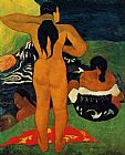Women Canvas Paintings - Tahitian Women Bathing